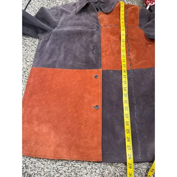 Vtg Jerry Lewis Womens Patchwork Leather Jacket Sz S Boxy Rodeo Western Longer - Picture 6 of 9